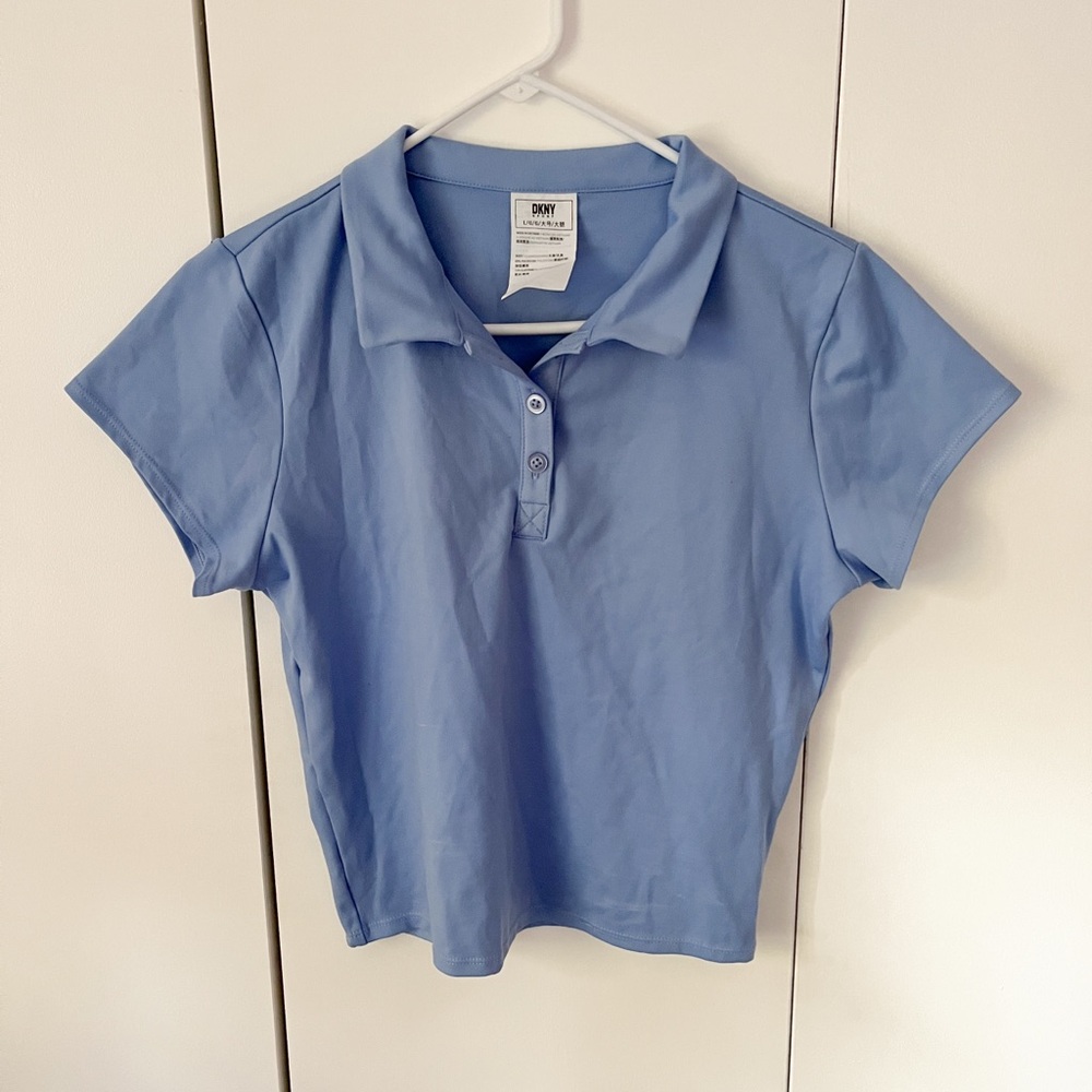 DKNY Sport Light Blue Polo Athletic Top, Golf Polo Women’s